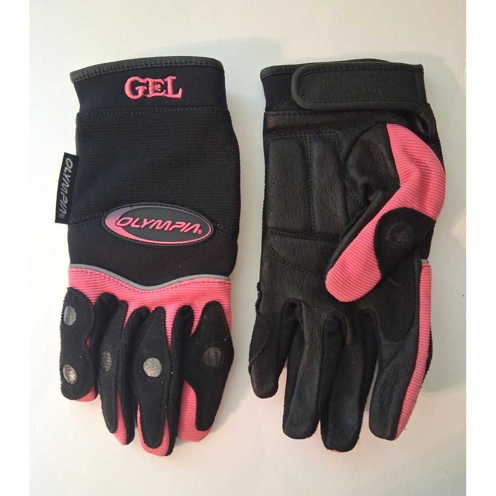 Olympia 712 Women's Medium Gel Reflector Pink Leather Nylon Gloves Snow Bike